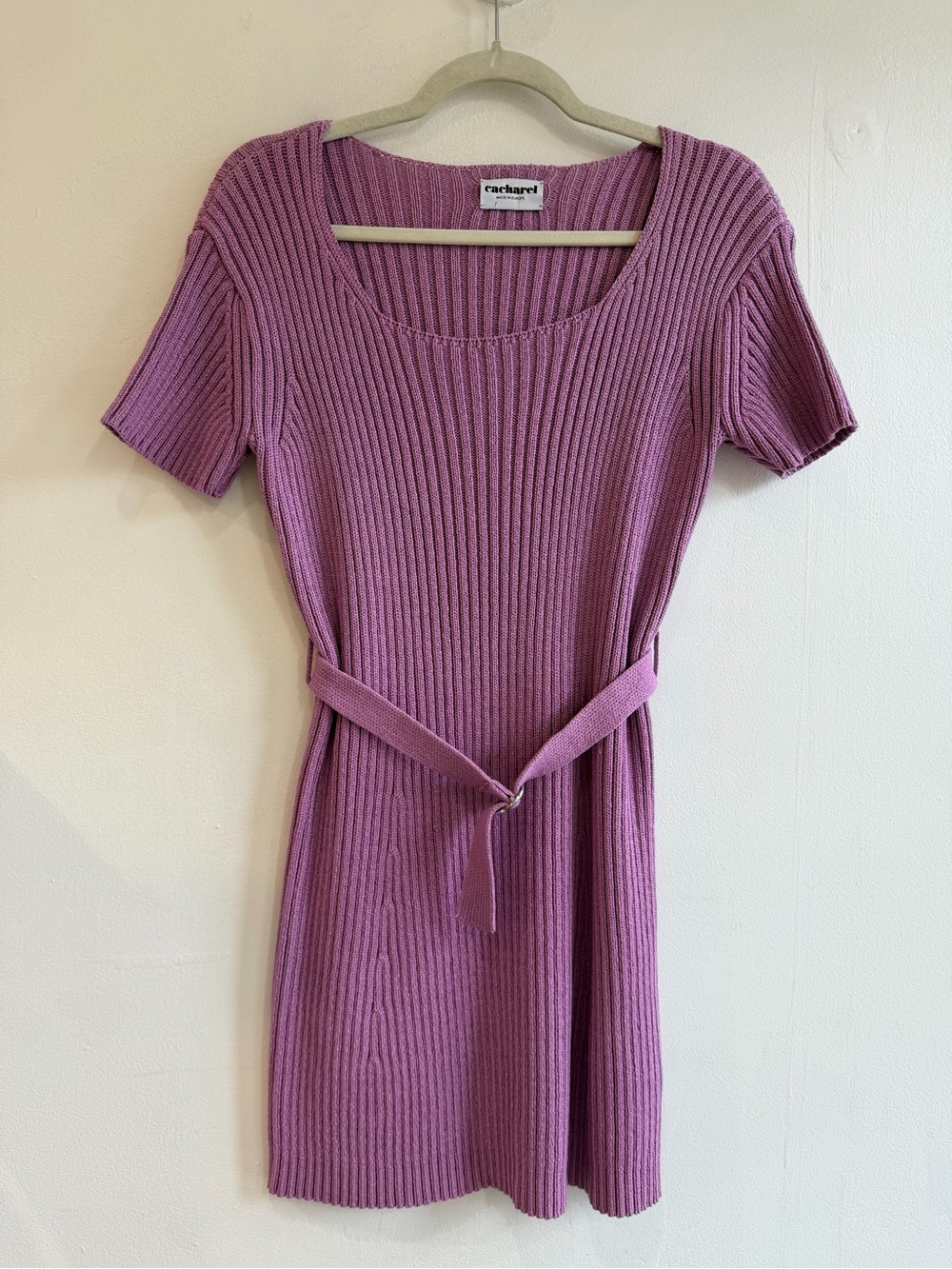 Cacharel Ribbed Knit Short Sleeve Dress